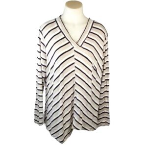 Cato Tan White Stripe Top Sz 22/24W